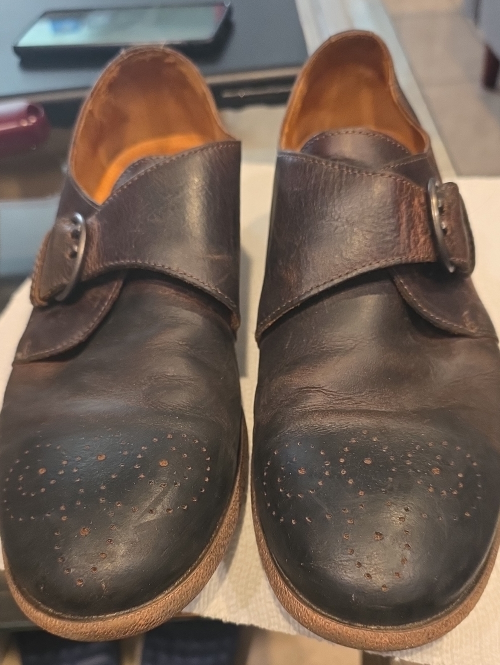 Robert Wayne Dark Brown Leather Monk Strap Loafers